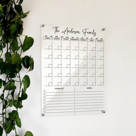 Personalized acrylic family calendar housewarming gift