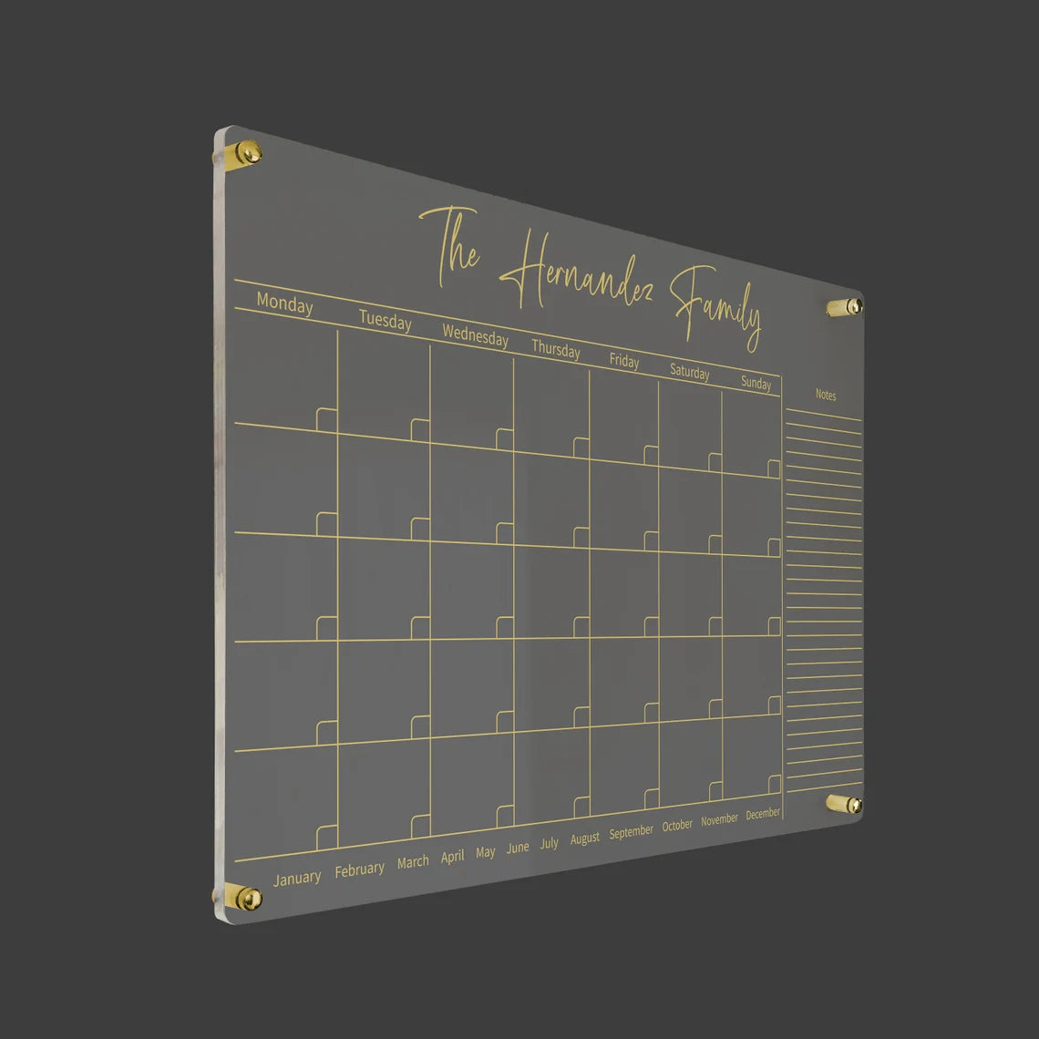 Personalized Acrylic Wall Calendar: Dry Erase Family Planner