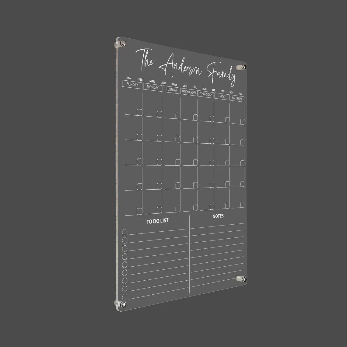 Acrylic Calendar Family Planner Custom Wall Calendar Personalized Housewarming Gift Dry Erase Monthly Planner Clear Acrylic Board for Wall