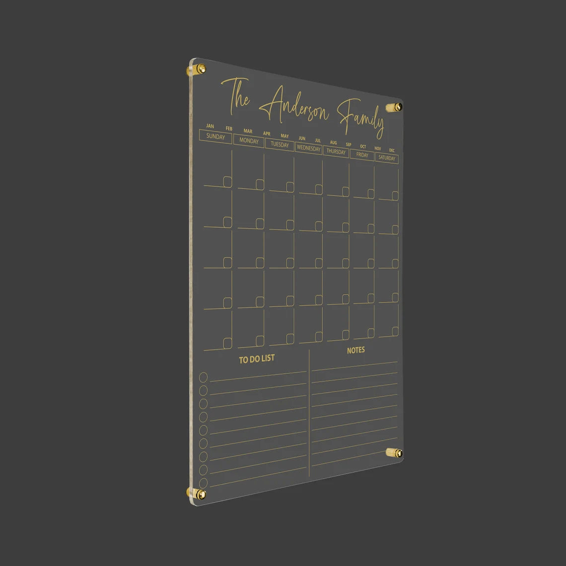 Acrylic Calendar Family Planner Custom Wall Calendar Personalized Housewarming Gift Dry Erase Monthly Planner Clear Acrylic Board for Wall