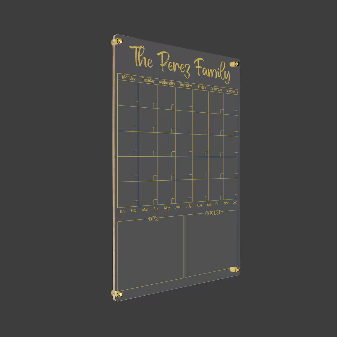 Personalized Acrylic Wall Calendar: Dry Erase Family Monthly Planner
