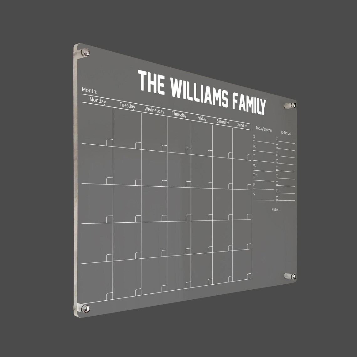 Personalized Acrylic Wall Calendar: Dry Erase Monthly Planner