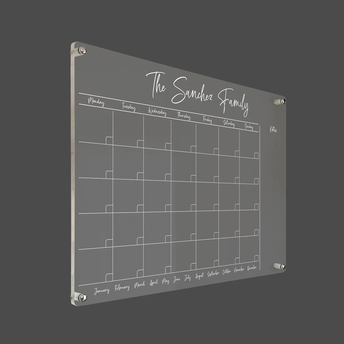 Personalized Acrylic Family Wall Calendar: Dry Erase Monthly Planner