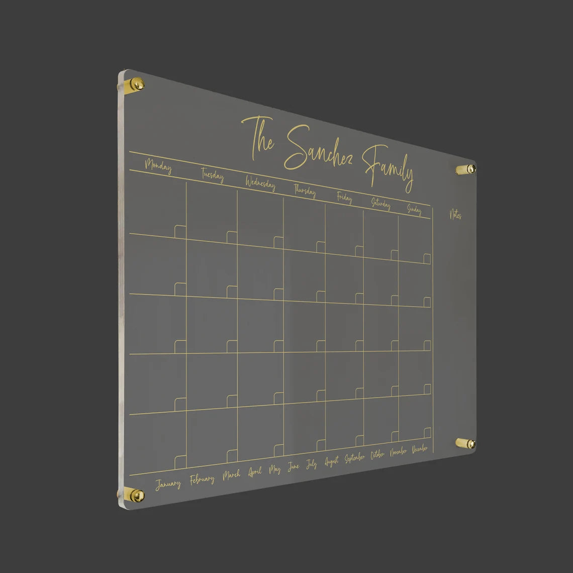 Personalized Acrylic Family Wall Calendar: Dry Erase Monthly Planner
