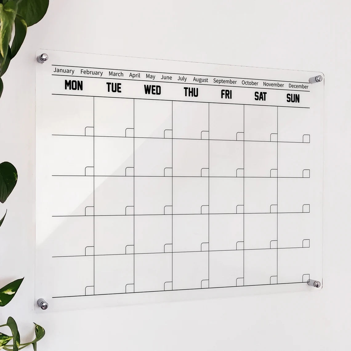 Personalized Acrylic Weekly Calendar: Modern Dry Erase Wall Board