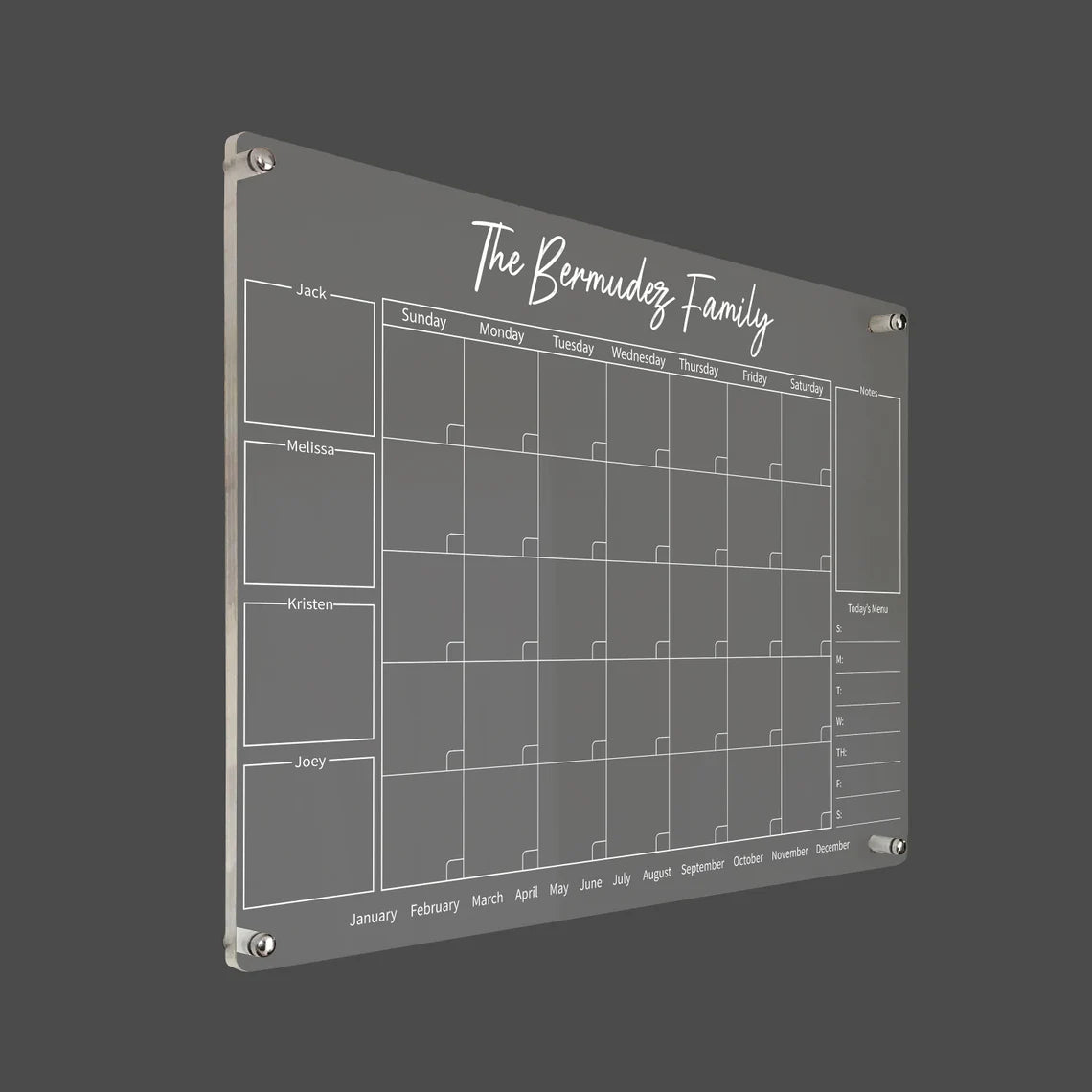 Personalized Acrylic Family Wall Calendar: Custom Dry Erase Planner