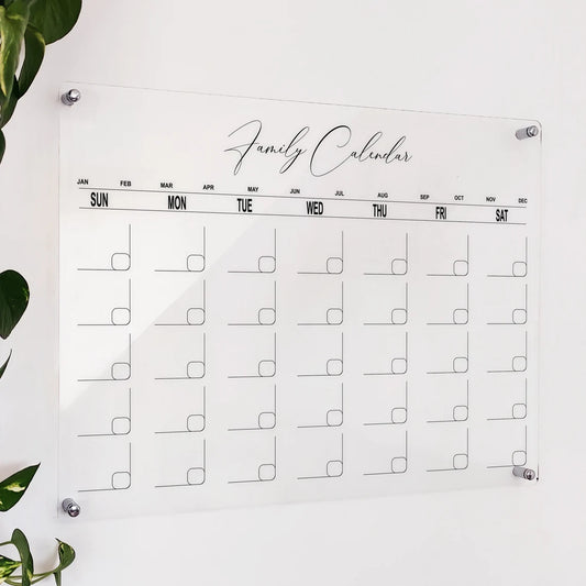 Custom Acrylic Family Wall Calendar: Dry Erase Board with Notes