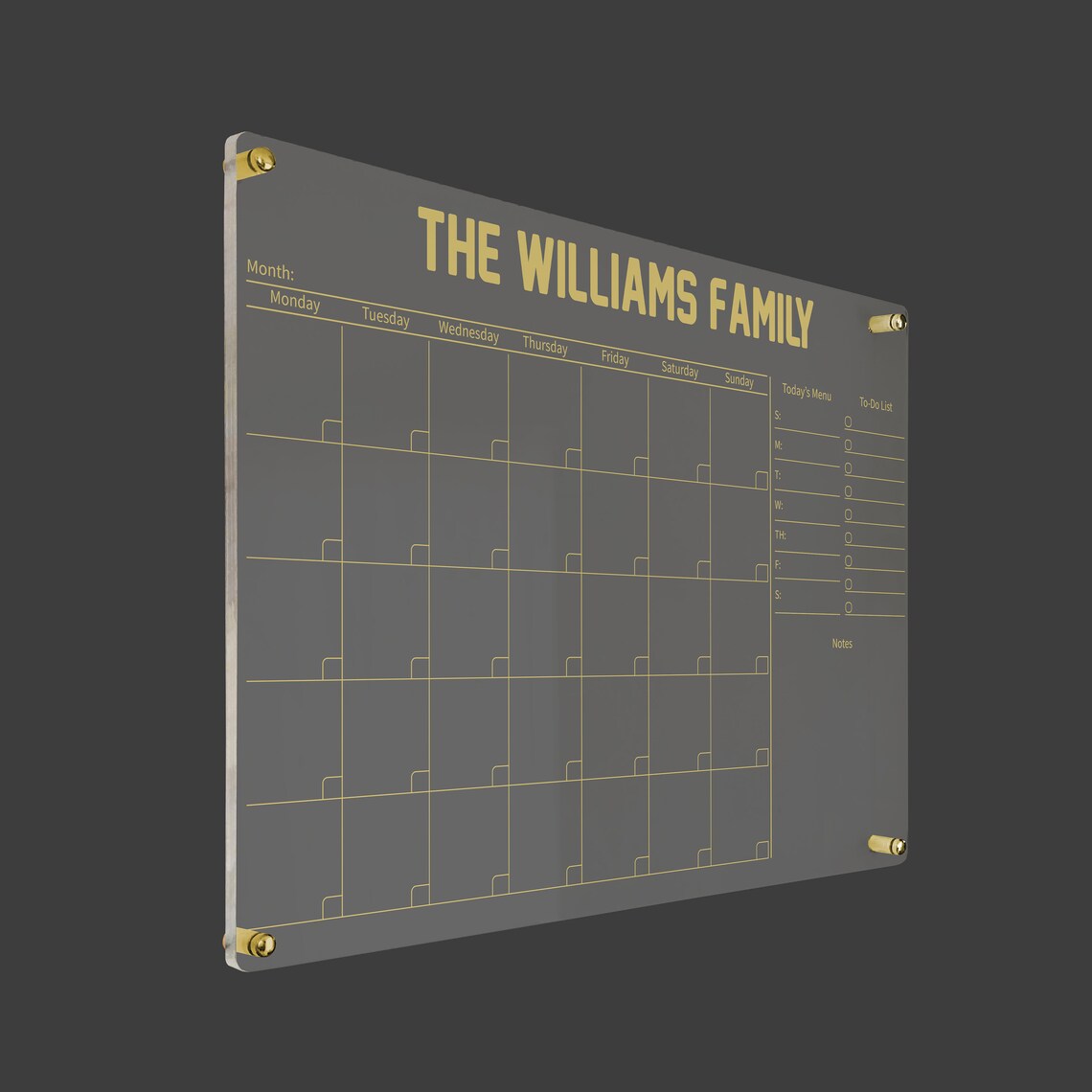 Personalized Acrylic Wall Calendar: Dry Erase Monthly Planner
