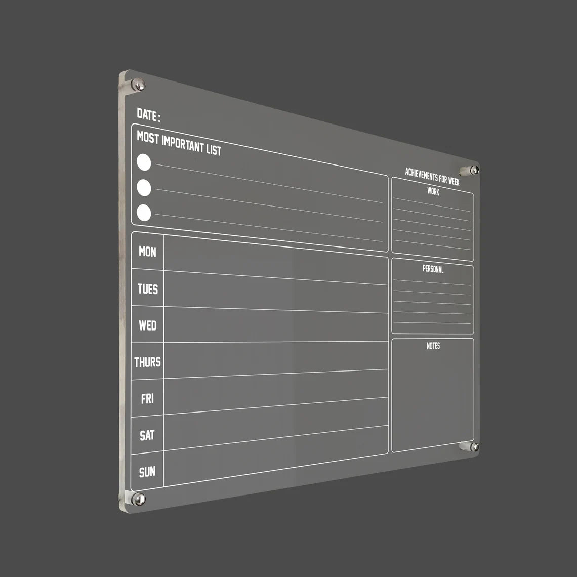 Personalized Acrylic Wall Calendar: Daily & Weekly Planner, Dry Erase