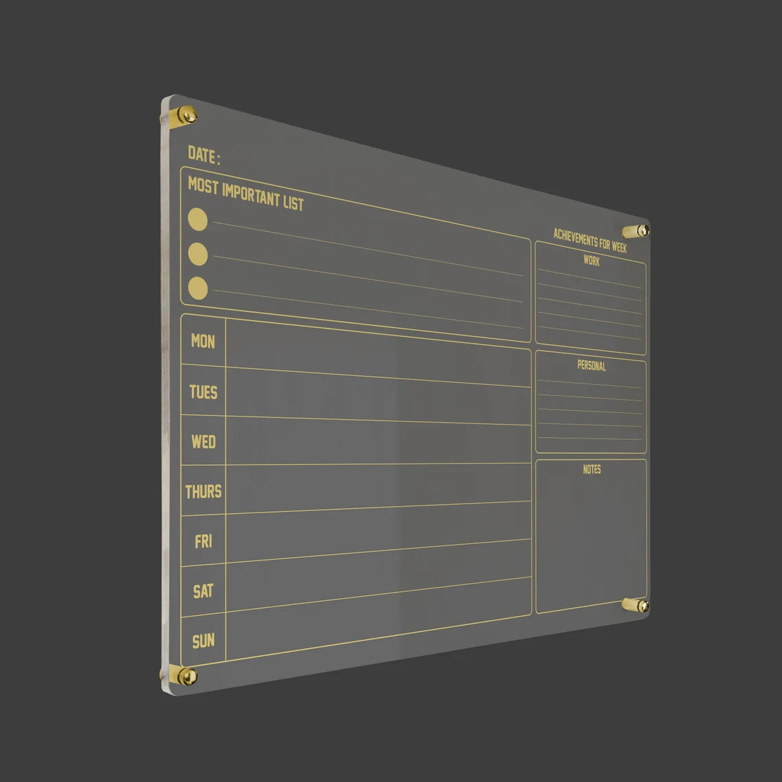 Personalized Acrylic Wall Calendar: Daily & Weekly Planner, Dry Erase