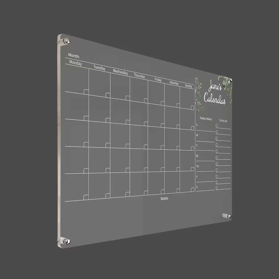 Personalized Acrylic Wall Calendar: Monthly Weekly Planner