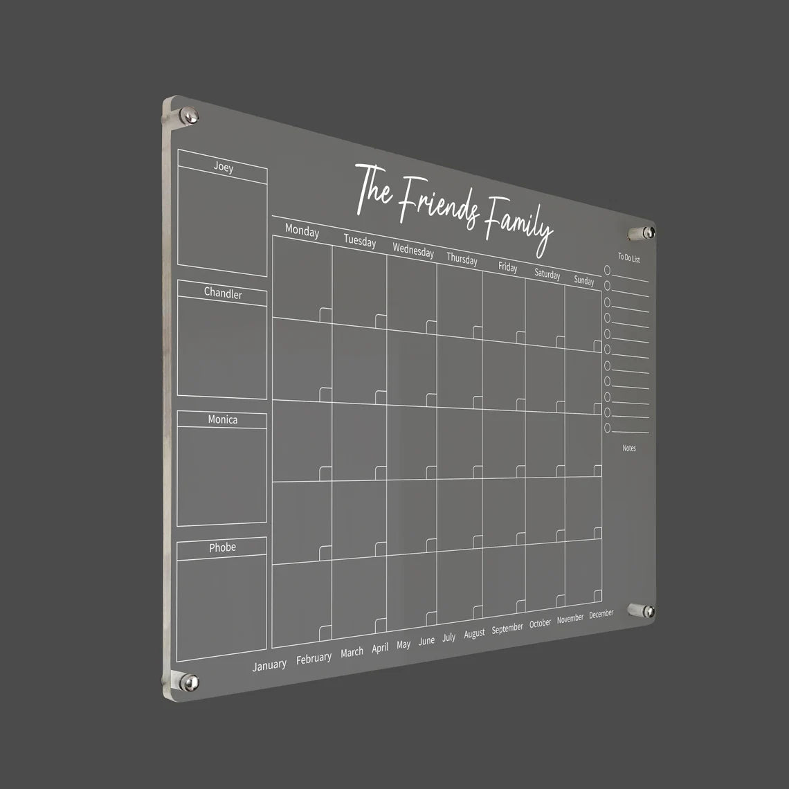 Personalized Acrylic Family Calendar: Dry Erase Wall Planner