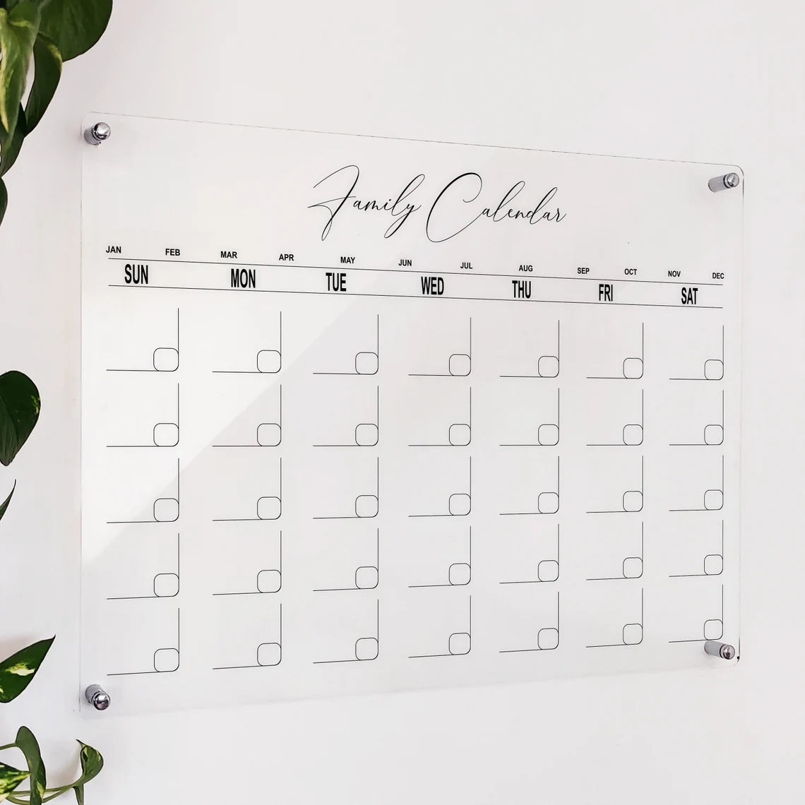 Large Acrylic Family Calendar: Personalized Dry Erase Wall Planner