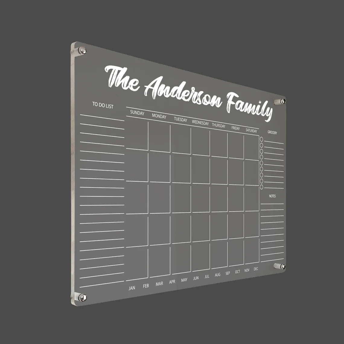 Personalized Acrylic Wall Calendar: Family Planner, Dry Erase Board