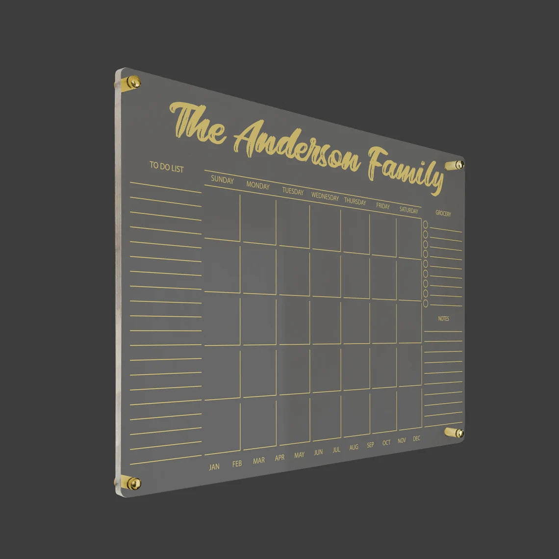 Personalized Acrylic Wall Calendar: Family Planner, Dry Erase Board