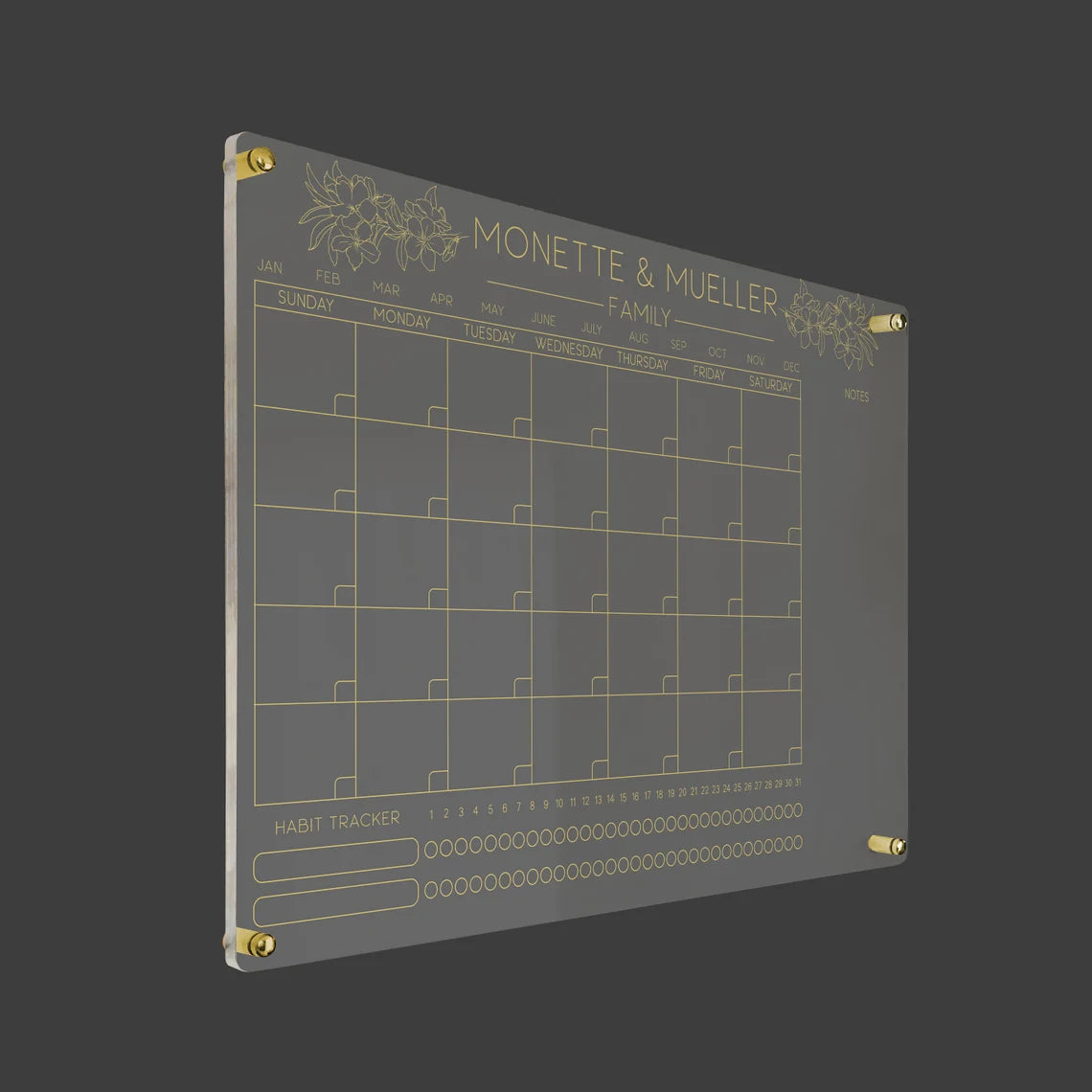 Custom Acrylic Family Wall Calendar: Personalized Flourish Planner
