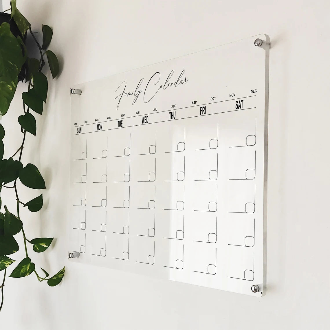 Custom Acrylic Family Wall Calendar: Dry Erase Board with Notes
