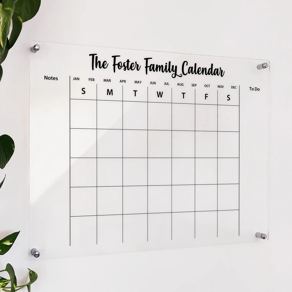 Large Acrylic Wall Calendar: Dry Erase Monthly Weekly Planner