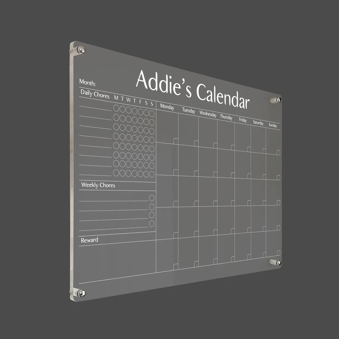 Personalized Acrylic Chore Chart: Dry Erase Family Planner