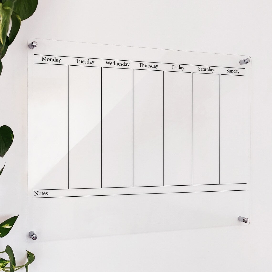 Minimalist Acrylic Weekly Planner: Dry Erase Wall Calendar