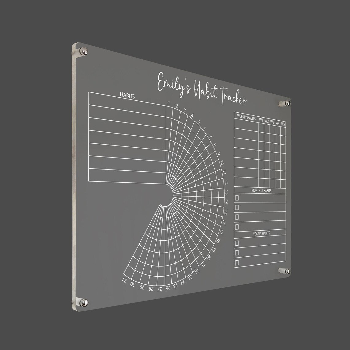Personalized Acrylic Habit Tracker: Monthly Weekly Chart Board