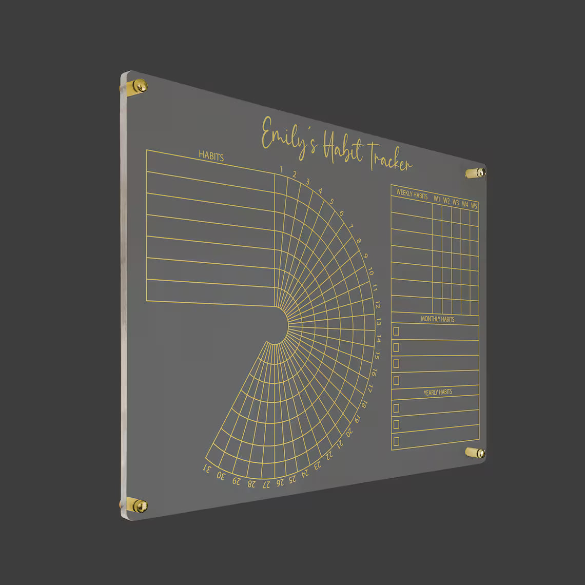 Personalized Acrylic Habit Tracker: Monthly Weekly Chart Board