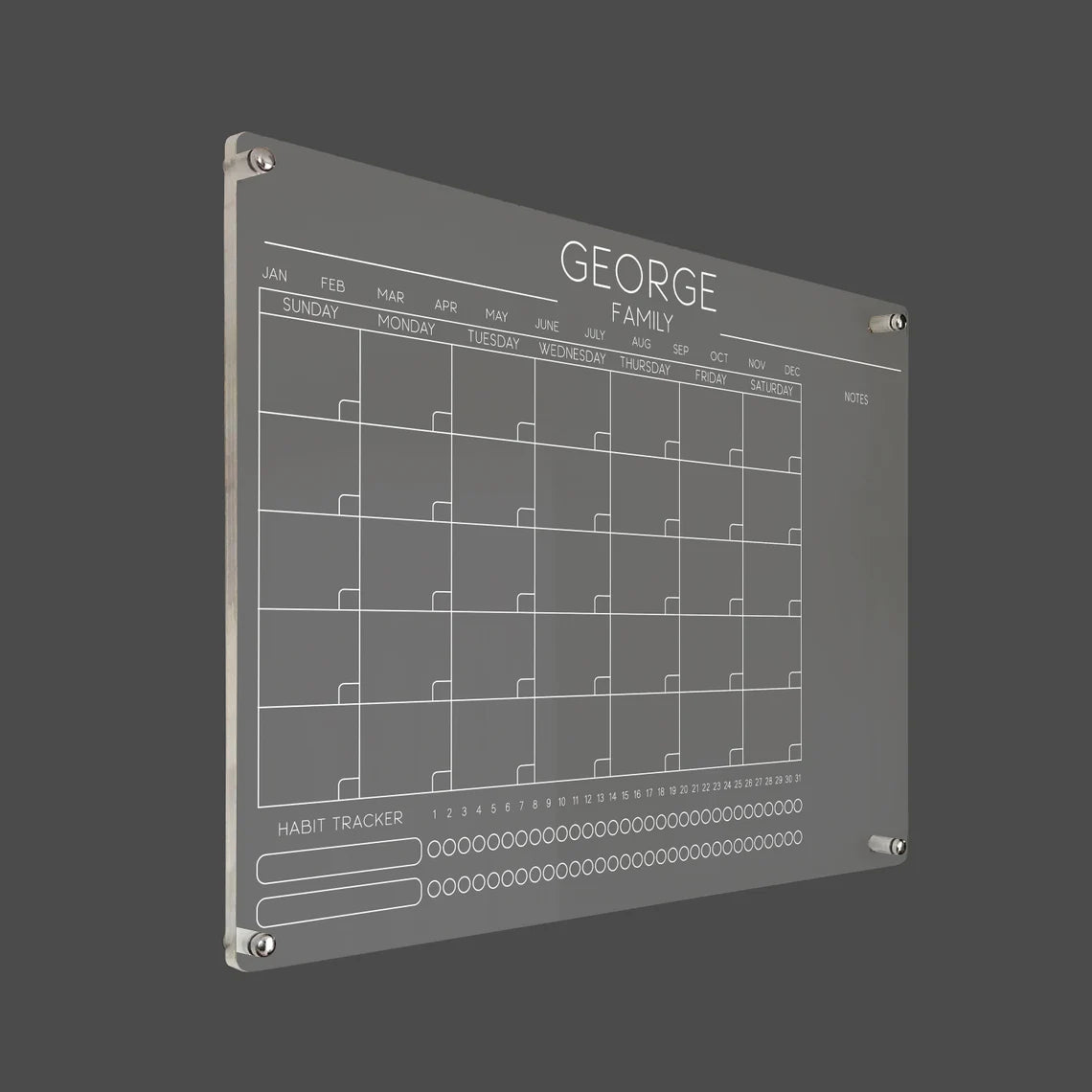 Personalized Acrylic Family Calendar with Habit Tracker