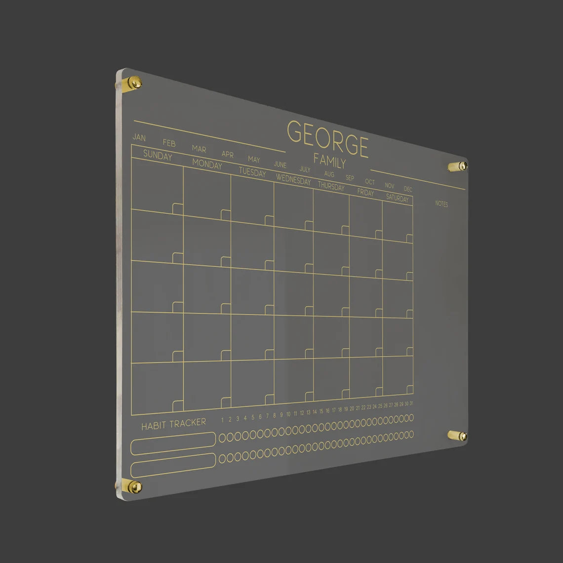 Personalized Acrylic Family Calendar with Habit Tracker
