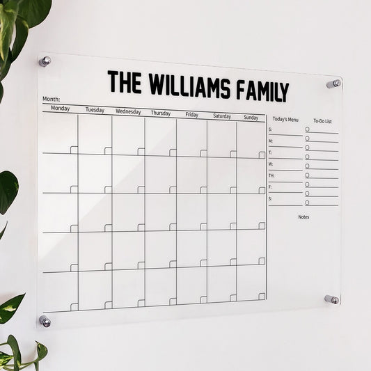 Personalized Acrylic Wall Calendar: Dry Erase Monthly Planner