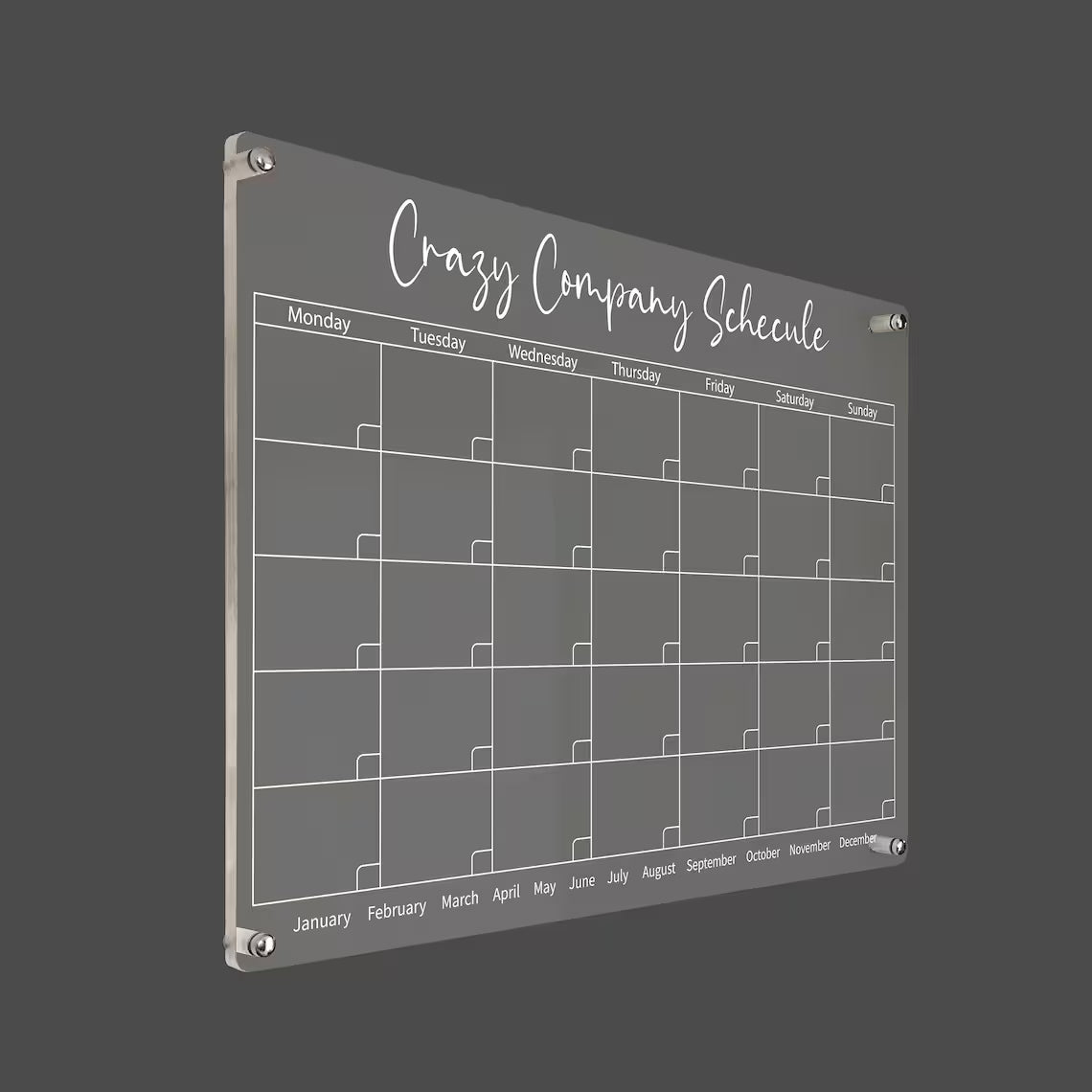 Personalized Acrylic Dry Erase Monthly Wall Calendar - Family Planner
