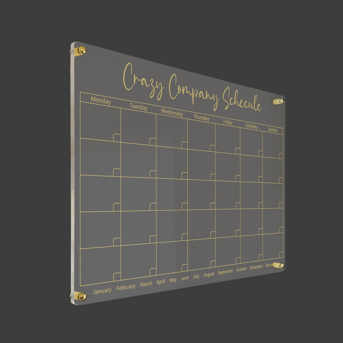 Personalized Acrylic Dry Erase Monthly Wall Calendar - Family Planner
