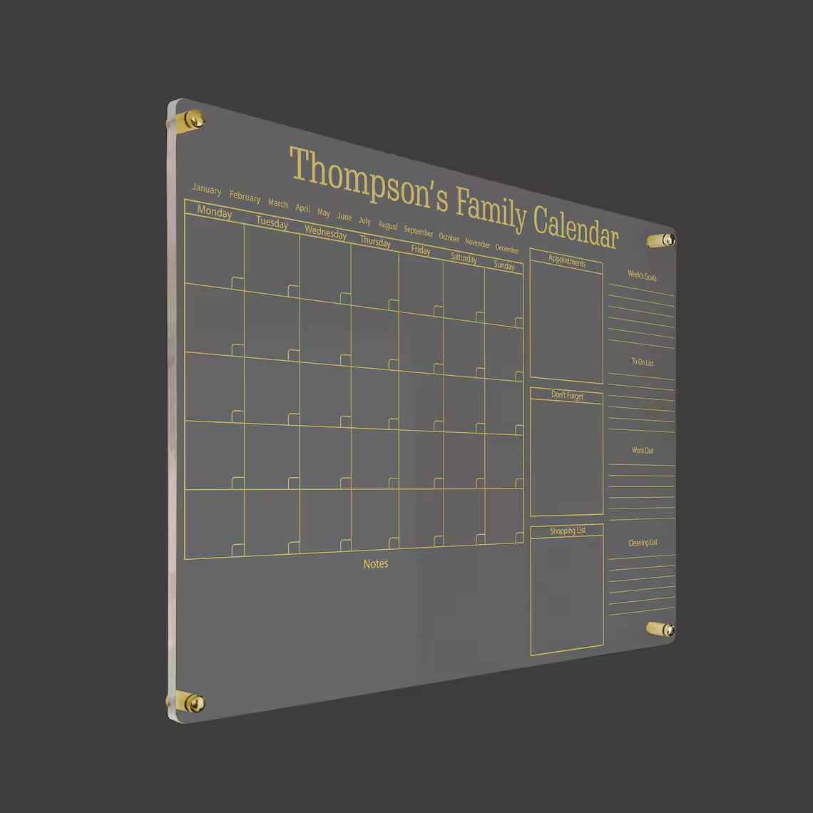 Large Acrylic Wall Calendar: Personalized Family Planner, Dry Erase Board