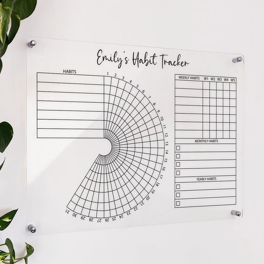 Personalized Acrylic Habit Tracker: Monthly Weekly Chart Board