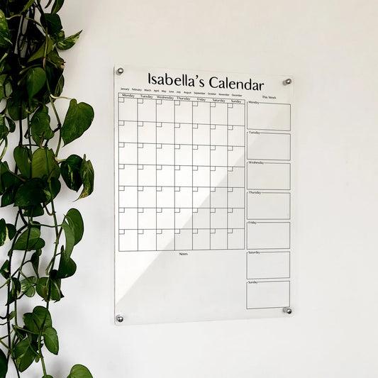 Personalized Acrylic Wall Calendar: Dry Erase Monthly Planner