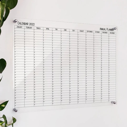 Large Acrylic Wall Calendar: Yearly Planner with Marker