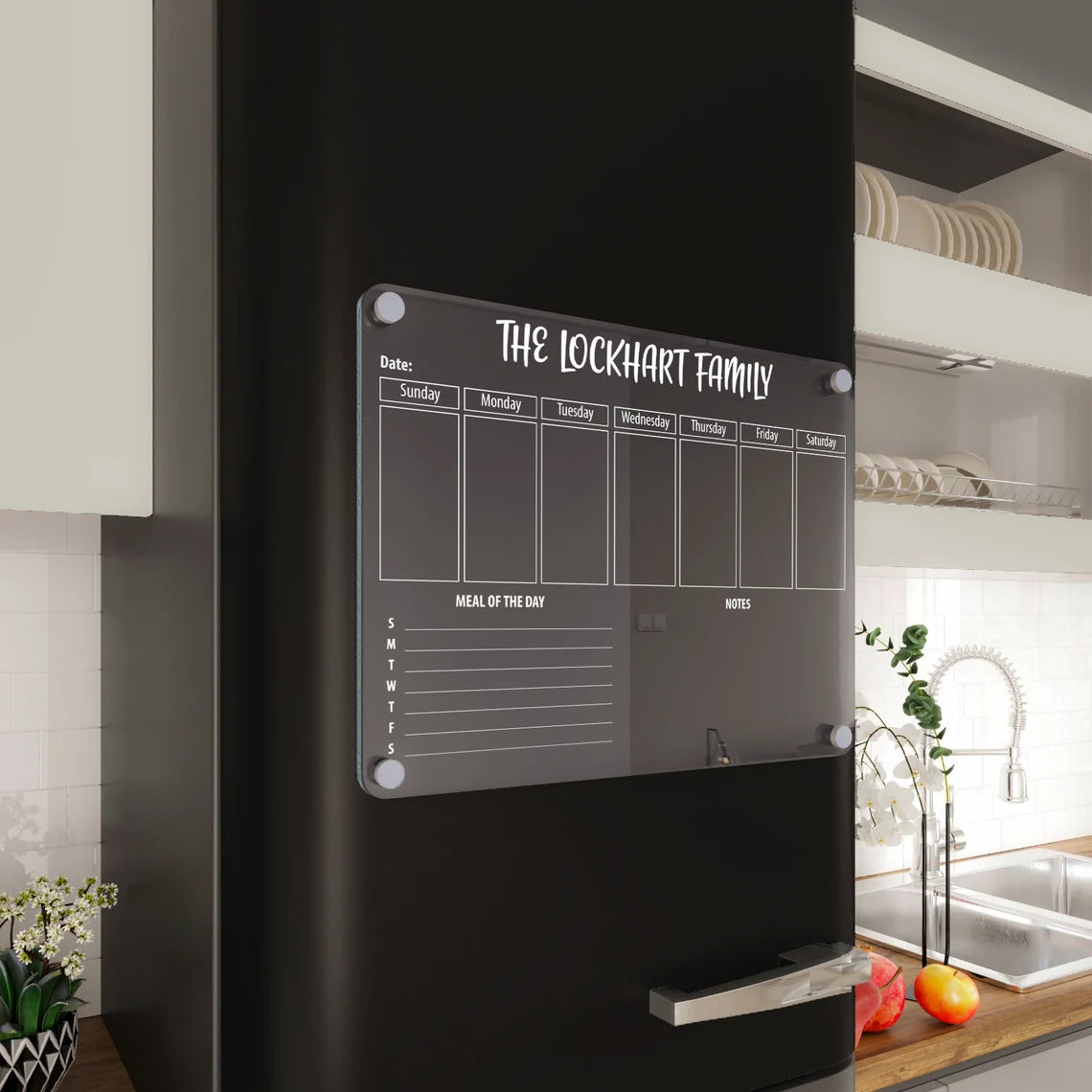 Personalized Magnetic Acrylic Fridge Calendar: Family Weekly Planner