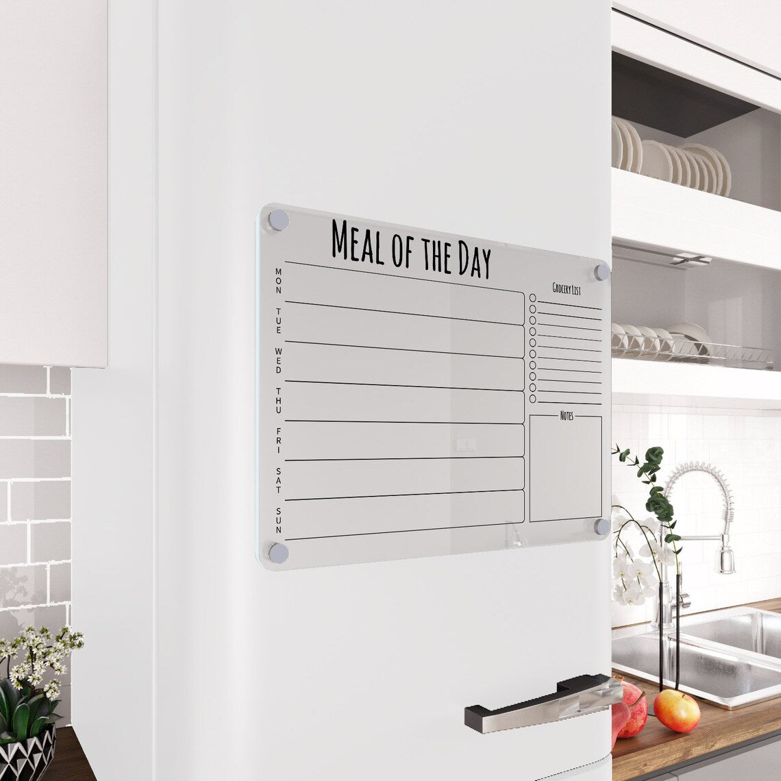 Magnetic Acrylic Fridge Calendar: Meal Planner, Kitchen Decor