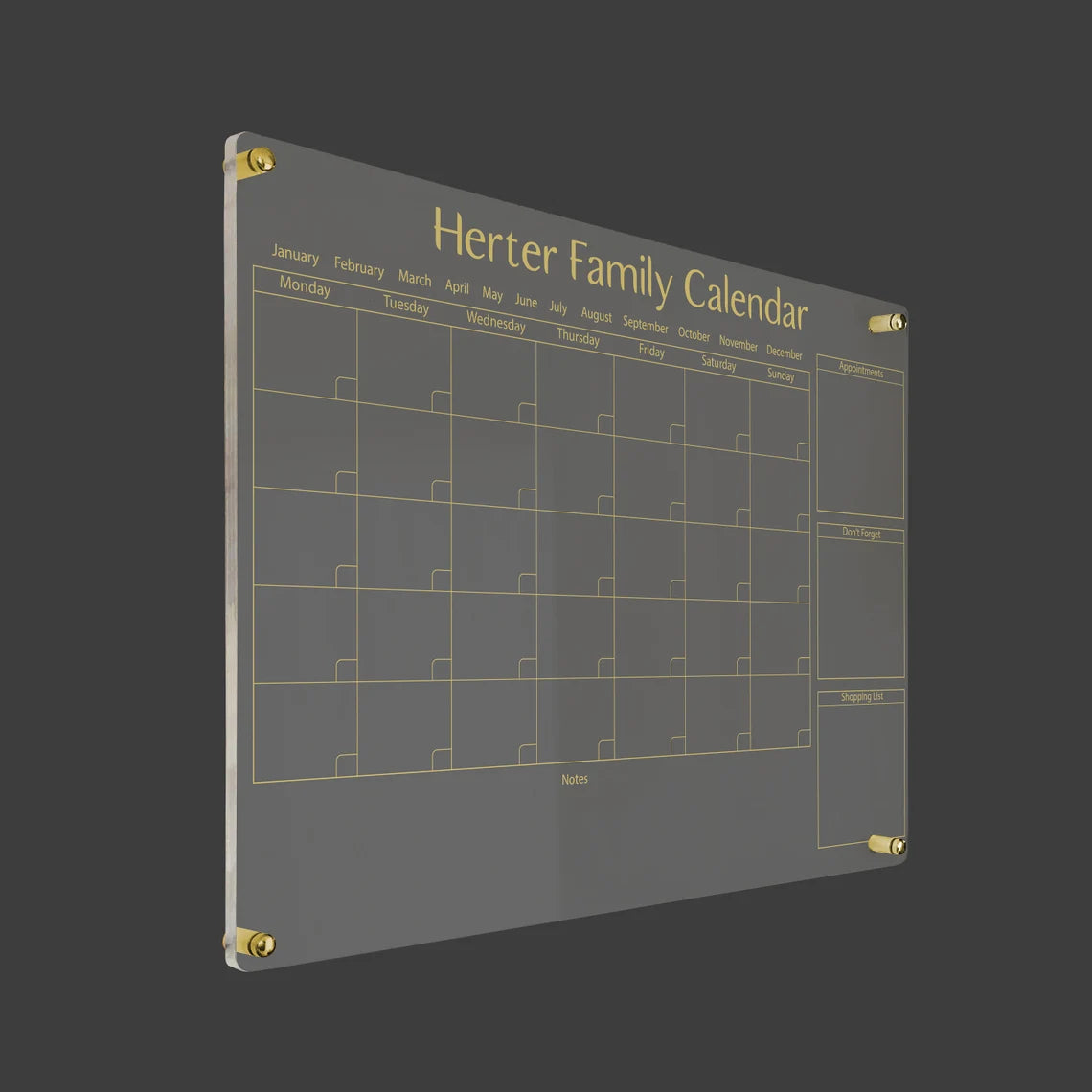 Personalized Acrylic Family Calendar: Dry Erase Wall Planner