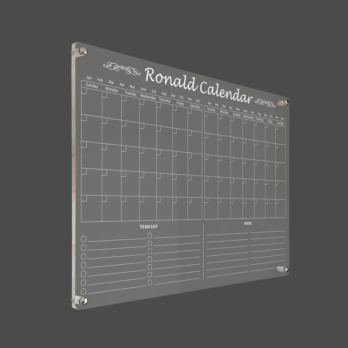 Personalized Acrylic Wall Calendar: Family Command Center, Dry Erase