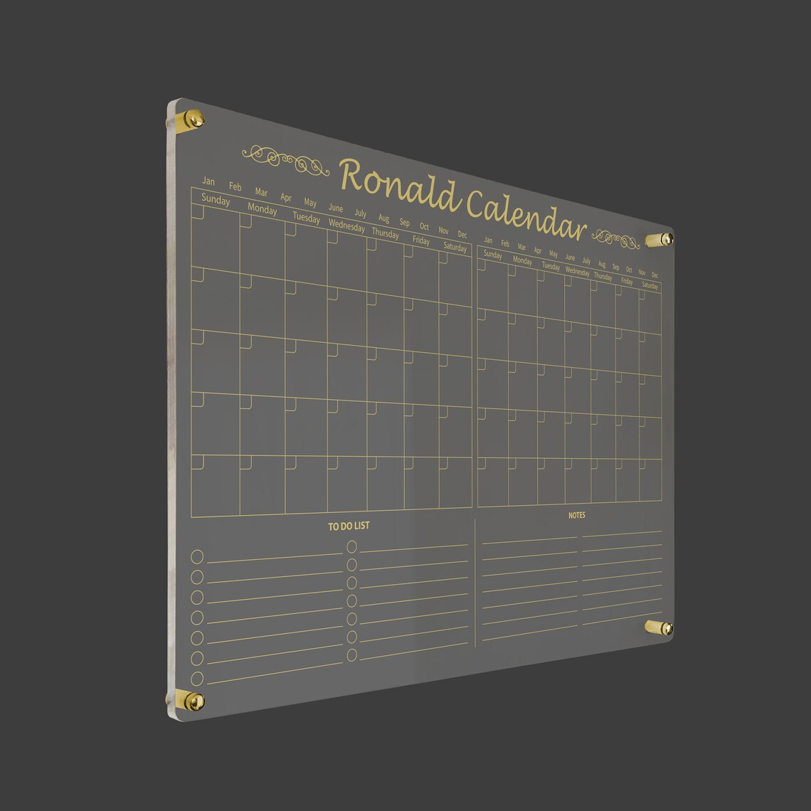Personalized Acrylic Wall Calendar: Family Command Center, Dry Erase