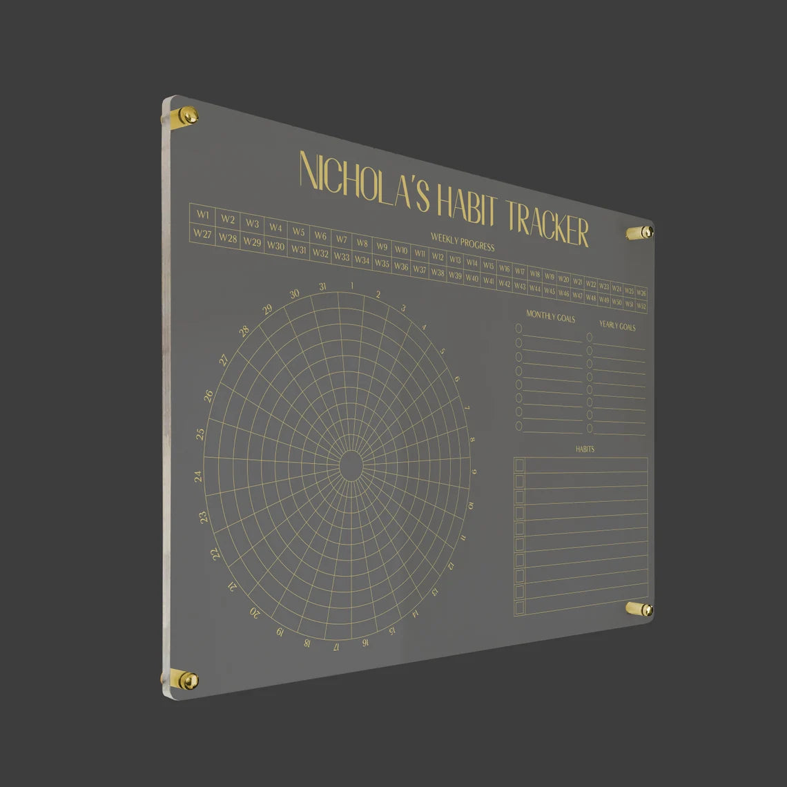 Personalized Acrylic Habit Tracker: Monthly Wall Planner