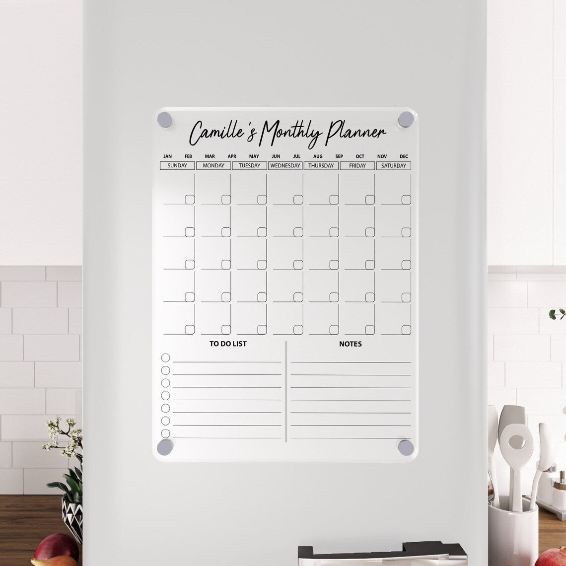 Magnetic Acrylic Fridge Calendar: Personalized Kitchen Wall Decor