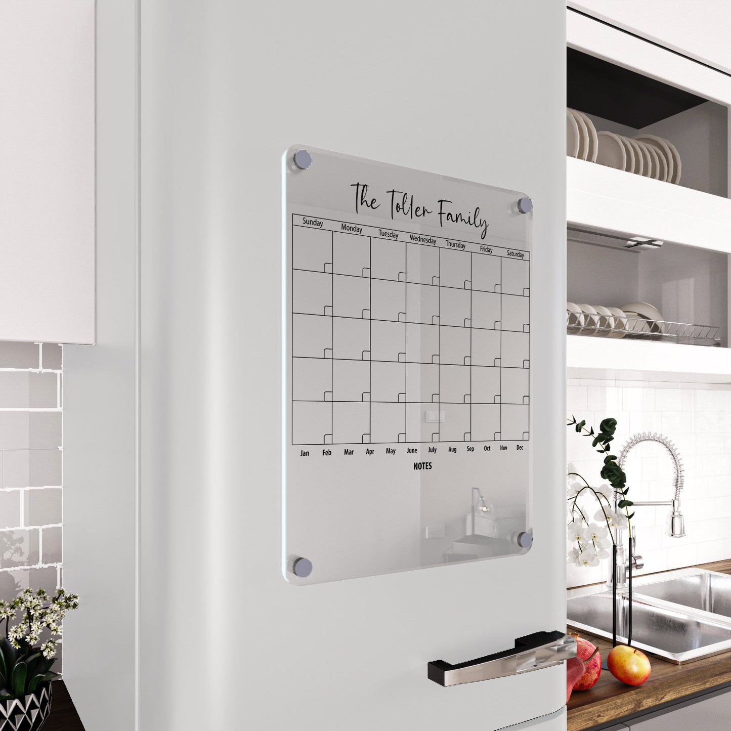 Magnetic Acrylic Fridge Calendar: Custom Family Planner with Marker