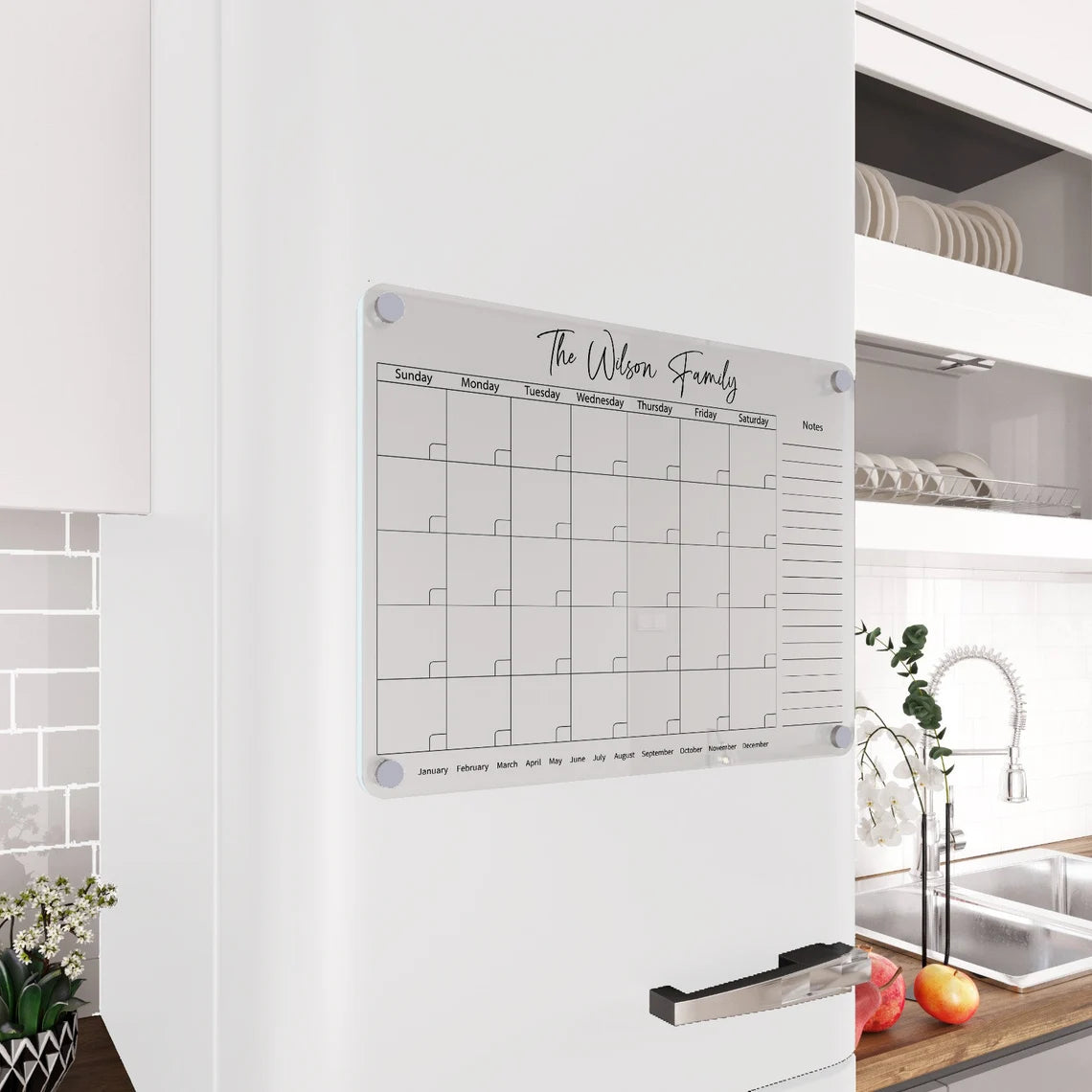Personalized Acrylic Fridge Calendar: Magnetic Dry Erase Board