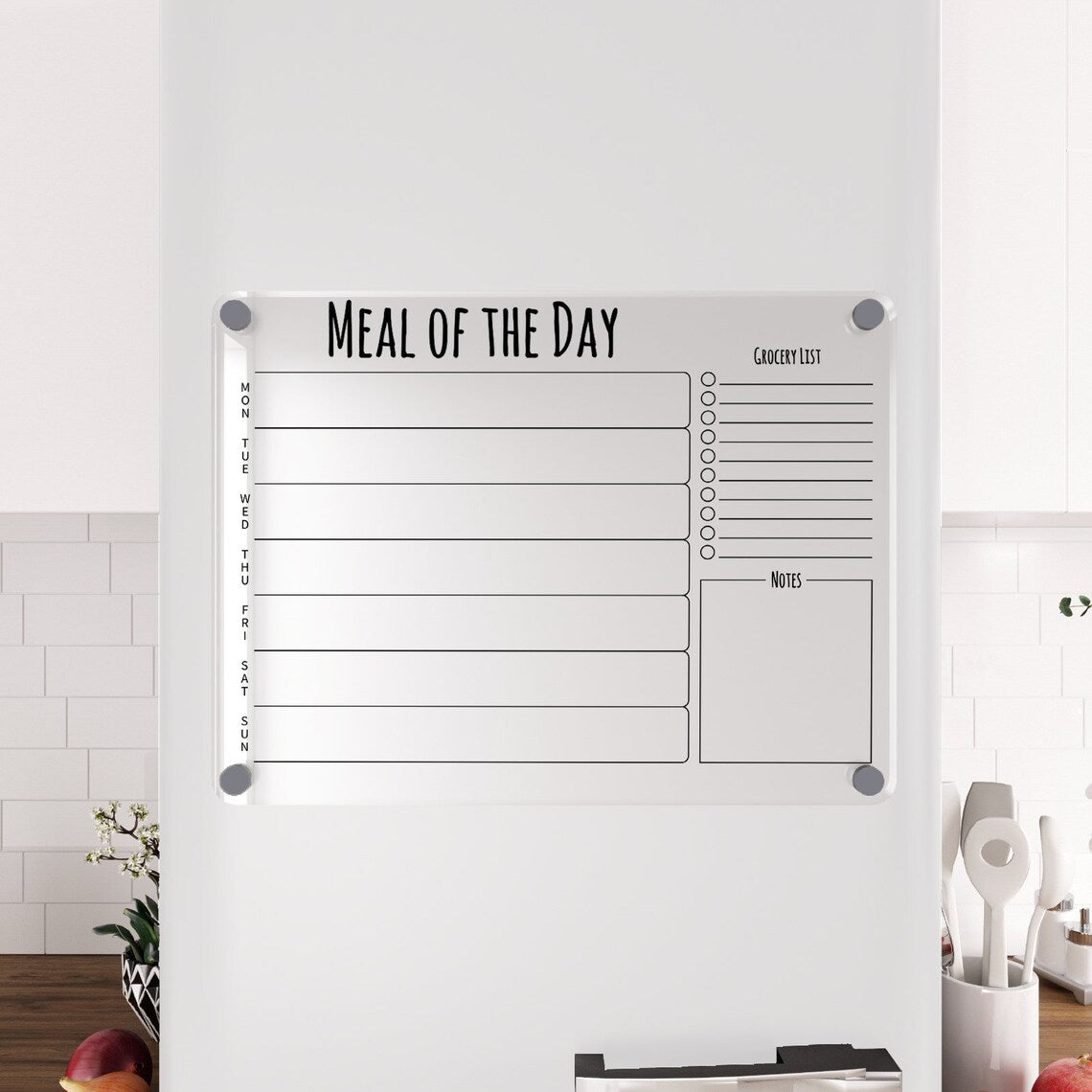 Magnetic Acrylic Fridge Calendar: Meal Planner, Kitchen Decor