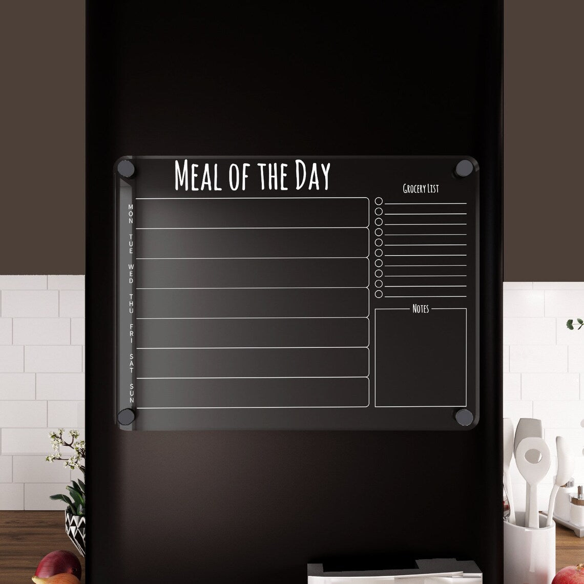 Magnetic Acrylic Fridge Calendar: Meal Planner, Kitchen Decor