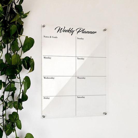Personalized Acrylic Weekly Calendar: Modern Dry Erase Office Board
