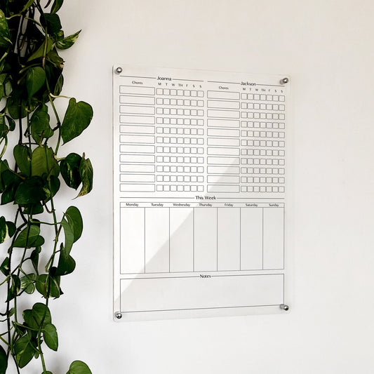 Personalized Acrylic Chore Chart: Weekly Wall Calendar