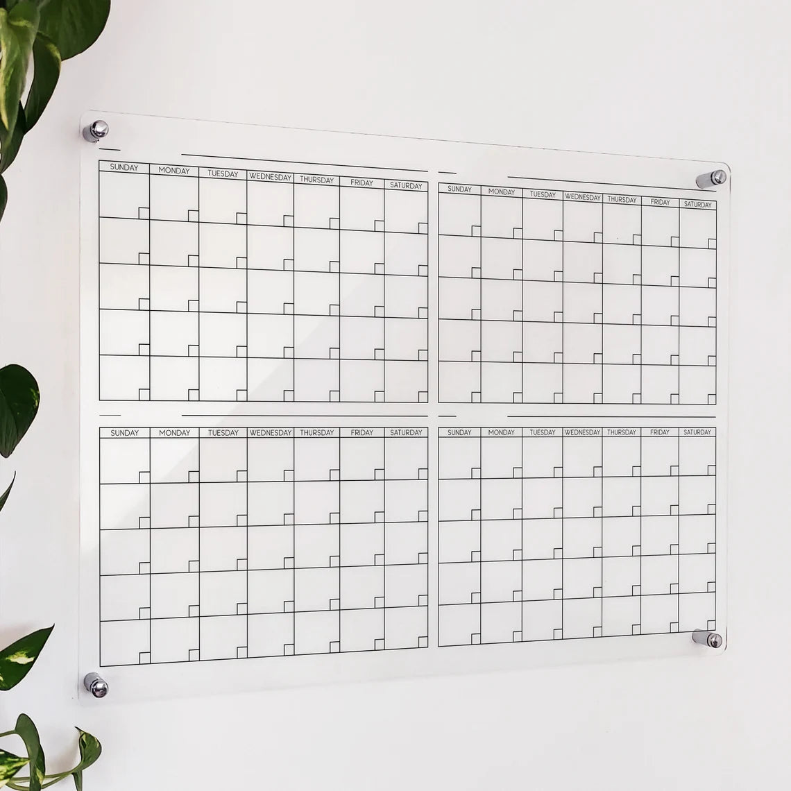 Custom Acrylic Wall Calendar: Dry Erase Family Planner