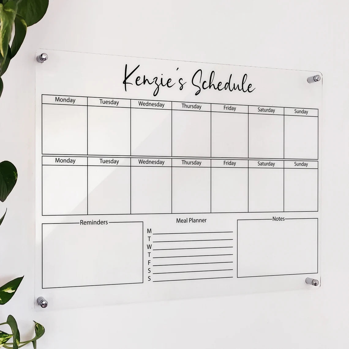Personalized Acrylic Wall Calendar Customizable Weekly Monthly & Yearly Planner Dry Erase Family Calendar Office Decor Wall Hanging